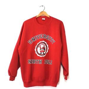 Vintage University North Pole Santa Claus Christmas Sweatshirt XXL 2X